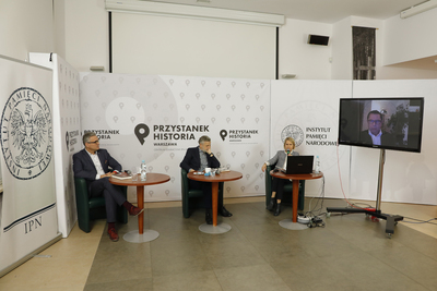 Dyskusja online „Współczesne oblicza totalitaryzmów” z cyklu „Polska na froncie sporów cywilizacyjnych” – 30 listopada 2020. Fot. Piotr Życieński (IPN)