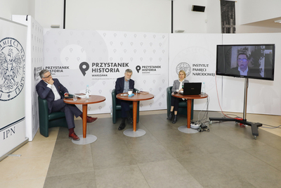 Dyskusja online „Współczesne oblicza totalitaryzmów” z cyklu „Polska na froncie sporów cywilizacyjnych” – 30 listopada 2020. Fot. Piotr Życieński (IPN)