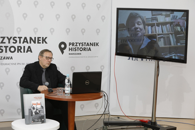 Jędrzej Lipski i Joanna Januszewska-Jurkiewicz podczas spotkania z cyklu „Śląsk od morza do morza” – 10 grudnia 2020. Fot. Piotr Życieński (IPN)