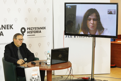 Jędrzej Lipski i Katarzyna Wilczok podczas spotkania z cyklu „Śląsk od morza do morza” – 10 grudnia 2020. Fot. Piotr Życieński (IPN)