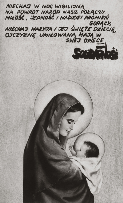 Kartka świąteczna z lat osiemdziesiątych XX wieku. AIPN Rzeszów. Darowizna przekazana przez Annę Leszczyńską