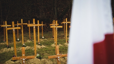 Trzecia ceremonia pogrzebowa ofiar niemieckich zbrodni – Pomiechówek, 17 grudnia 2020 fot. MN/BUWiM