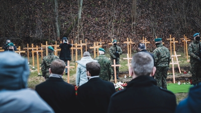 Trzecia ceremonia pogrzebowa ofiar niemieckich zbrodni – Pomiechówek, 17 grudnia 2020 fot. MN/BUWiM