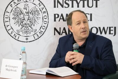 dr Grzegorz Majchrzak. Dyskusja wokół książki „Księża dla władzy groźni. Duchowni współpracujący z opozycją (1976–1989). Tom II” – 20 stycznia 2021. Fot. Aleksandra Wierzchowska (IPN)