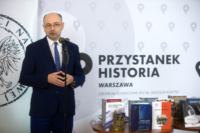 Konferencja prasowa na temat „Polish-Jewish Studies” – najnowszego periodyku IPN – 21 stycznia 2021. Na zdj. dr Mateusz Szpytma, wiceprezes IPN. Fot. Sławek Kasper (IPN)