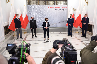 Ogłoszenie II edycji konkursu „Polskie Serce Pękło. Katyń 1940” – 25 stycznia 2021. Fot. Sławek Kasper (IPN)