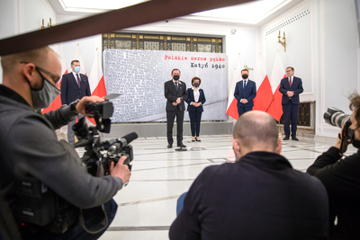 Ogłoszenie II edycji konkursu „Polskie Serce Pękło. Katyń 1940” – 25 stycznia 2021. Fot. Sławek Kasper (IPN)