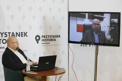 Dyskusja online „Wizyta Gierka w Szczecinie i Gdańsku 24–25 stycznia 1971 r.” z cyklu „Świat wobec Szczecina” – 25 stycznia 2021. Fot. Piotr Życiński (IPN)