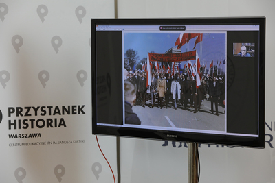 Dyskusja online „Wizyta Gierka w Szczecinie i Gdańsku 24–25 stycznia 1971 r.” z cyklu „Świat wobec Szczecina” – 25 stycznia 2021. Fot. Piotr Życiński (IPN)