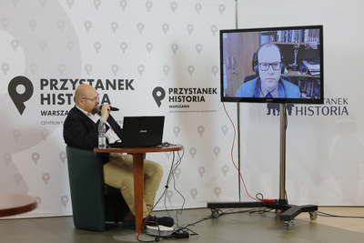 Dyskusja online „Wizyta Gierka w Szczecinie i Gdańsku 24–25 stycznia 1971 r.” z cyklu „Świat wobec Szczecina” – 25 stycznia 2021. Fot. Piotr Życiński (IPN)