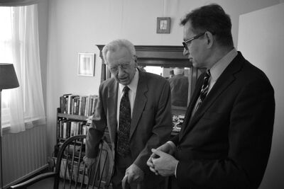 Zbigniew S. Siemaszko i prezes IPN Jarosław Szarek w Londynie w 2018 roku. Fot. IPN