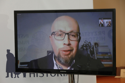 Dr Tomasz Kurpierz, autor książki „Henryk Sławik 1894–1944. Biografia socjalisty” – 3 lutego 2021. Fot. Piotr Życieński (IPN)