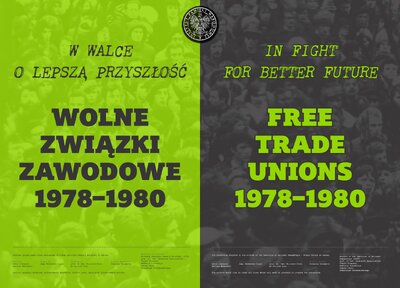 Plansza tytułowa wystawy: W walce o lepszą przyszłość. Wolne Związki Zawodowe 1978-1980