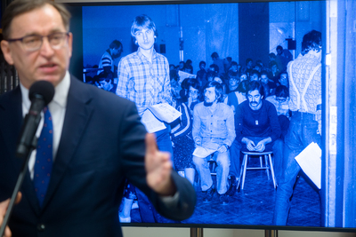 Briefing w 40. rocznicę rejestracji Niezależnego Zrzeszenia Studentów – 17 lutego 2021. Fot. Sławek Kasper (IPN)