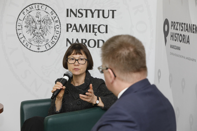 O relacjach polsko-francuskich w przededniu II wojny światowej rozmawiali prof. Małgorzata Gmurczyk-Wrońska i prof. Mariusz Wołos – 23 lutego 2021. Fot. Piotr Życieński (IPN)