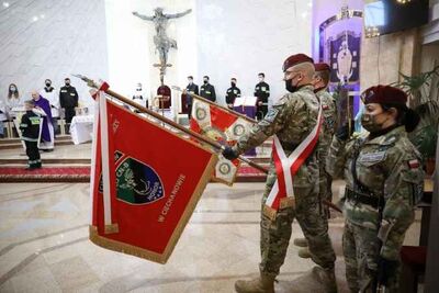 Msza św. w intencji Żołnierzy Niezłomnych w kościele pw. św. Mateusza w Zielonej (gmina Krasne, powiat przasnyski) – 28 lutego 2021. Fot. Sławek Kasper (IPN)