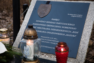 Pomnik w Szyszkach poświęcony ppor. Mieczysławowi Dziemieszkiewiczowi ps. Rój i jego towarzyszowi broni – Bronisławowi Gniazdowskiemu, ps. Mazur. Fot. Sławek Kasper (IPN)