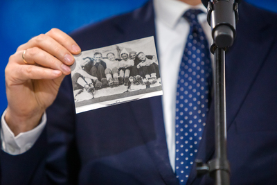 Briefing z udziałem prezesa IPN dr. Jarosława Szarka poświęcony publikacji zdjęcia Marii Barr w mediach społecznościowych – 17 marca 2021. Fot. Sławek Kasper (IPN)