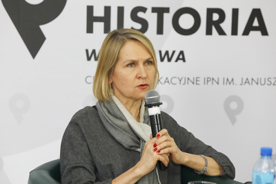 Dyskusja online z cyklu „Polska na froncie sporów cywilizacyjnych”. Barbara Stanisławczyk-Żyła – 23 marca 2021. Fot. Piotr Życieński (IPN)