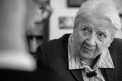 Spotkanie wiceprezesa IPN Mateusza Szpytmy z Anną Koźmińską z okazji Narodowego Dnia Pamięci Polaków Ratujących Żydów – 11 marca 2020. Fot. Sławek Kasper (IPN)