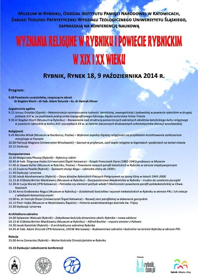 „Wyznania religijne w Rybniku i powiecie rybnickim w XIX i XX wieku” – Rybnik, 9 października 2014