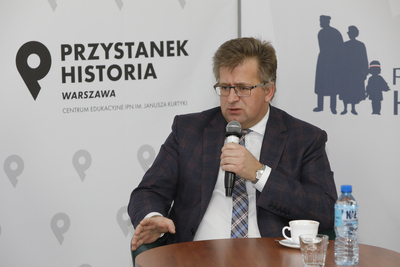 Prof. Mariusz Wołos. Dyskusja online „Koncepcja Międzymorza – czy ratunek dla Polski?” z cyklu „Geneza II wojny światowej” – 13 kwietnia 2021. Fot. Piotr Życieński (IPN)