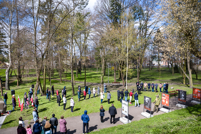 Otwarcie wystawy „Rozkaz nr 00485. Antypolska operacja NKWD na sowieckiej Ukrainie 1937–1938” – Pułtusk, 27 kwietnia 2021. Fot. Sławek Kasper (IPN)