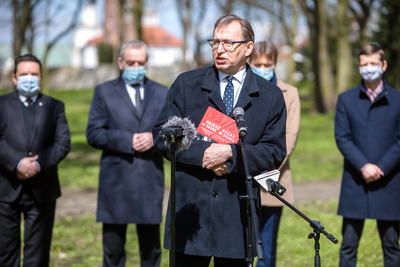 Otwarcie wystawy „Rozkaz nr 00485. Antypolska operacja NKWD na sowieckiej Ukrainie 1937–1938” – Pułtusk, 27 kwietnia 2021. Fot. Sławek Kasper (IPN)