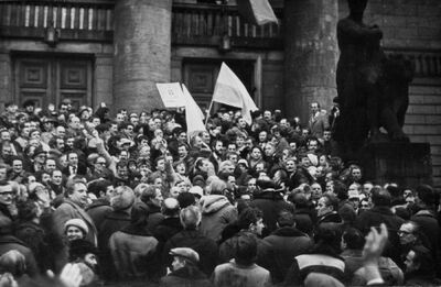 Uczestnicy zjazdu zjednoczeniowego, podczas którego powołano NSZZ RI „Solidarność”. Poznań, 1981 r.Ogólnopolski Zjazd Delegatów NSZZ Rolników Indywidualnych w Poznaniu w marcu 1981 r. (AIPN)