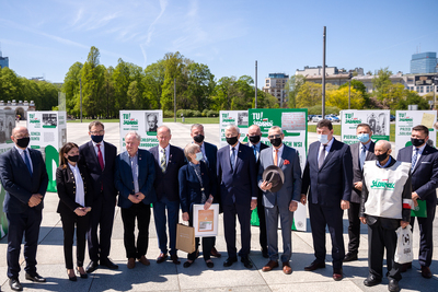 Otwarcie ogólnopolskiej wystawy IPN „TU rodziła się »Solidarność« rolników” – Warszawa, plac Marszałka Józefa Piłsudskiego, 12 maja 2021. Fot. Sławek Kasper (IPN)