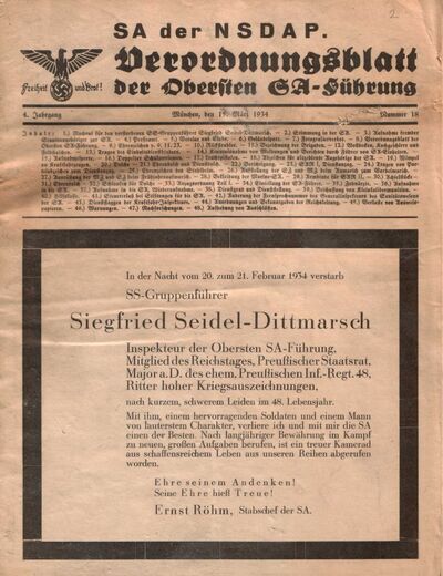Fot. 1. Strona tytułowa czasopisma z nekrologiem jednego z dowódców SA AIPN Wr 7/5