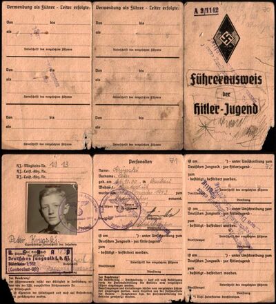 Fot. 4. Legitymacja członka Hitlerjugend ze zdjęciem wystawiona na nazwisko Peter Krupski, awers i rewers. AIPN 7/10