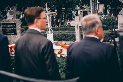 Pogrzeb 8 żołnierzy Wojska Polskiego poległych w obronie Fortu III w Pomiechówku w 1939 r. fot. MN/BUWiM