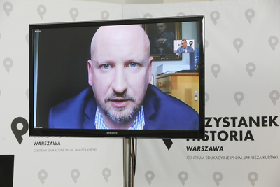 Dr Robert Spałek. Dyskusja online „Początki systemu komunistycznego w Polsce”, cz. II, z cyklu „Historia zza kulis” – 4 czerwca 2021. Fot. Piotr Życieński (IPN)
