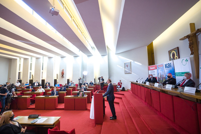 Uroczystość wręczenia nagrody im. ks. bp. Romana Andrzejewskiego Niezależnemu Samorządnemu Związkowi Zawodowemu Rolników Indywidualnych „Solidarność" – 17 czerwca 2021. Fot. Sławek Kasper (IPN)