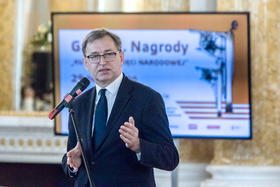 Prezes IPN Jarosław Szarek podczas uroczystości wręczenia Nagrody IPN „Kustosz Pamięci Narodowej” – Warszawa, 29 czerwca 2021. Fot. Sławek Kasper (IPN)