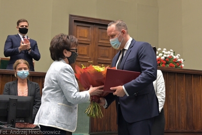 Ślubowanie prezesa Instytutu Pamięci Narodowej dr. Karola Nawrockiego w Sejmie – 23 lipca 2021. Fot. Kancelaria Sejmu/ Andrzej Hrechorowicz