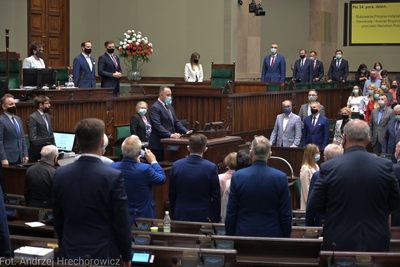 Ślubowanie prezesa Instytutu Pamięci Narodowej dr. Karola Nawrockiego w Sejmie – 23 lipca 2021. Fot. Kancelaria Sejmu/ Andrzej Hrechorowicz