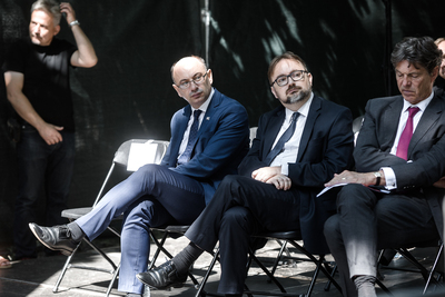 Wmurowanie kamienia węgielnego pod budowę Izby Pamięci przy Cmentarzu Powstańców Warszawy na Woli  – 29 lipca 2021. Fot. Sławek Kasper (IPN)