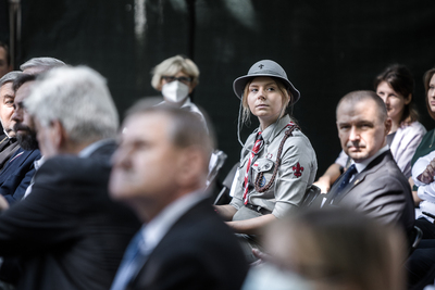 Wmurowanie kamienia węgielnego pod budowę Izby Pamięci przy Cmentarzu Powstańców Warszawy na Woli  – 29 lipca 2021. Fot. Sławek Kasper (IPN)