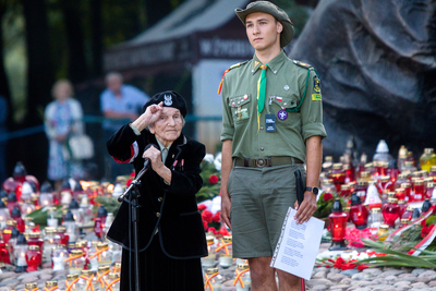 Uroczystości oficjalne na Cmentarzu Powstańców Warszawy na Woli – 1 sierpnia 2021. Fot. Sławek Kasper (IPN)