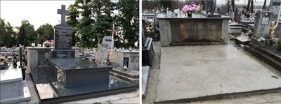 Grób śp. Bruno Stanisława Gruszki przed i po remoncie