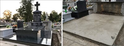 Grób śp. Bruno Stanisława Gruszki przed i po remoncie