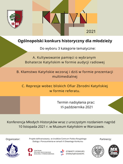 „Katyń 2021” – konkurs historyczny dla młodzieży