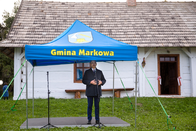 Wiceprezes IPN dr Mateusz Szpytma podczas uroczystości w Muzeum Polaków Ratujących Żydów podczas II wojny światowej im. Rodziny Ulmów w Markowej – 1 września 2021. Fot. Sławek Kasper (IPN)