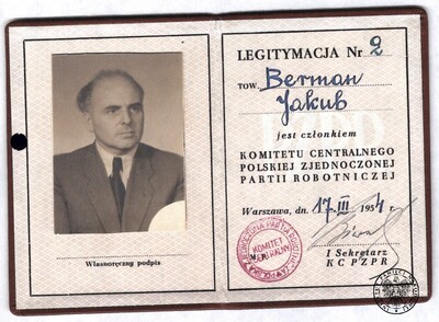 Legitymacja partyjna Bermana. Fot. z zasobu IPN