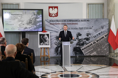 Dr Karol Nawrocki, prezes IPN, podczas otwarcia konferencji IPN poświęconej Józefowi Mackiewiczowi – Warszawa, 31 marca 2022. Fot. Sławek Kasper (IPN)