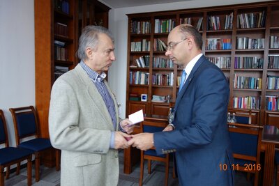 Prezes Mateusz Szpytma i Ryszard Romuald Bialon