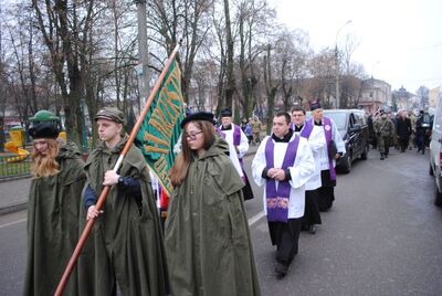 Pogrzeb poległych w 1939 r. polskich żołnierzy w Mościskach na Ukrainie
