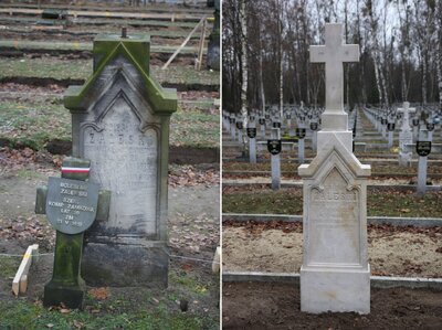 Jeden z grobów wyremontowanych przez BUWiM IPN w Kwaterze żołnierzy Wojska Polskiego – Cmentarz Wojskowy na Powązkach